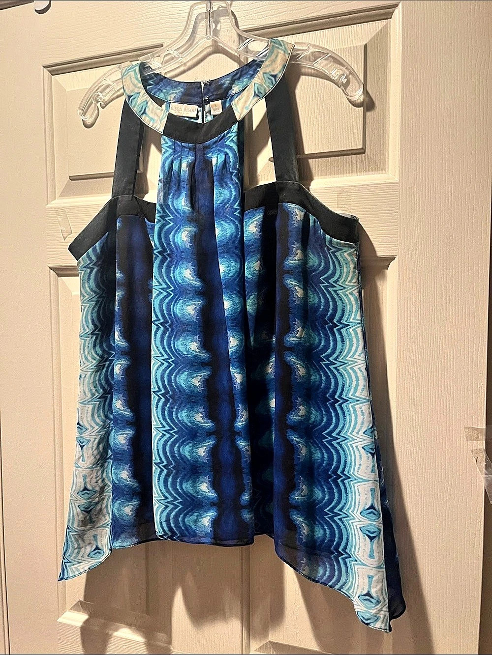 Bisou Geometric Blue & Black Tank Top Size Large